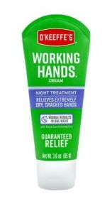 O'Keeffe's Working Hands Night Treatment Hand Cream, 3 Ounce Tube