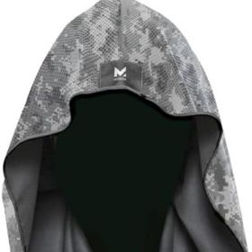 Hoodie Towel, Evaporative Cool Technology, Cools Instantly When Wet, UPF 50 Sun Protection, Contours Your Head to Stay in Place, Great for Sports (Color: Digi Camo Grey)