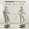 Mini Stepper with Resistance Bands, Portable Full Body Workout Stepper Machine Adjustable Foot Stepper for Fitness