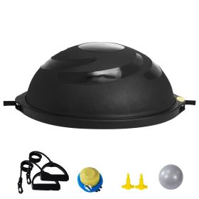 Half Exercise Ball Trainer, 26 inch Balance Ball Trainer, 1500lbs Capacity Stability Ball, Yoga Ball with Resistance Bands & Foot Pump (Top Non-Slip Texture: Crescent Pattern, Color: Black)