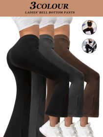 3pcs Butt-Lifting Flare Yoga Pants – High Waist, Ultra Stretch, Naked Feel Leggings for Women (Color: Three colors, size: L)