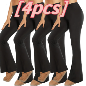 4pcs Butt-Lifting Flare Yoga Pants – High Waist, Ultra Stretch, Naked Feel Leggings for Women (Color: Black four-day pack, size: XL)
