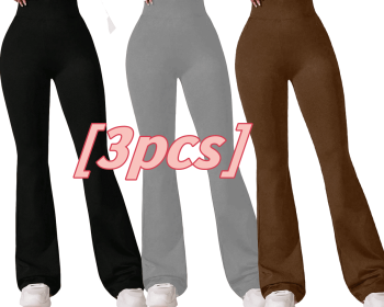 3pcs High-Waisted Flare Sharkskin Leggings – Slim Fit, Lightweight & Sculpting Yoga Pants (Color: A set of three colors, size: XL)