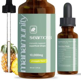 Sea Moss Liquid Drops 10,000 mg Organic Irish Sea Moss Gel with 350 mg Burdock Root Supplement & 20,000 mg Spirulina Immune Support (flavor: Pineapple)